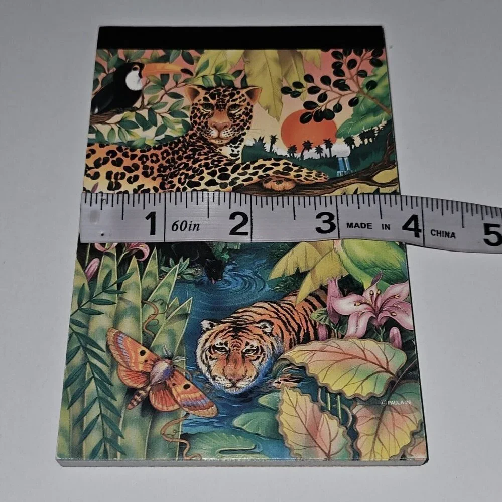 VTG Tiger Leopard Rainforest Notepad Approx 60 Printed Sheets Paula Memo Pad 90s